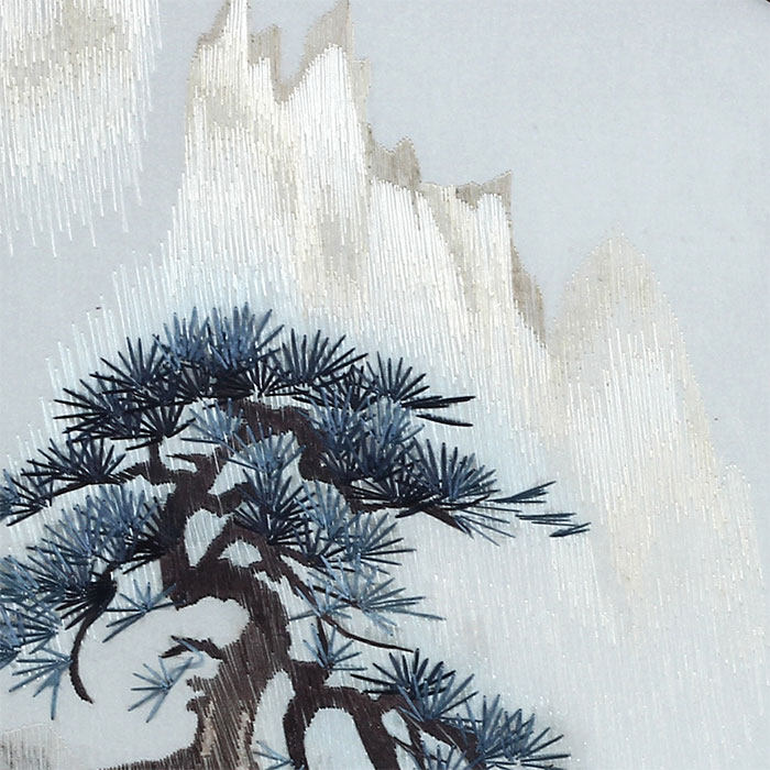 湘绣《岁寒松柏》 手工刺绣装饰摆件
