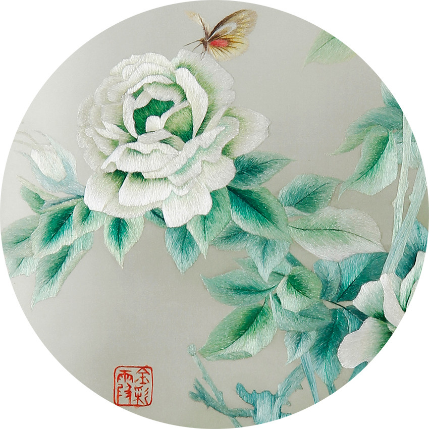 湘绣手工刺绣 双面绣精品摆件 月季