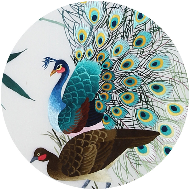 国家非遗 湘绣《花鸟四页条屏》 传统经典单面精品挂件