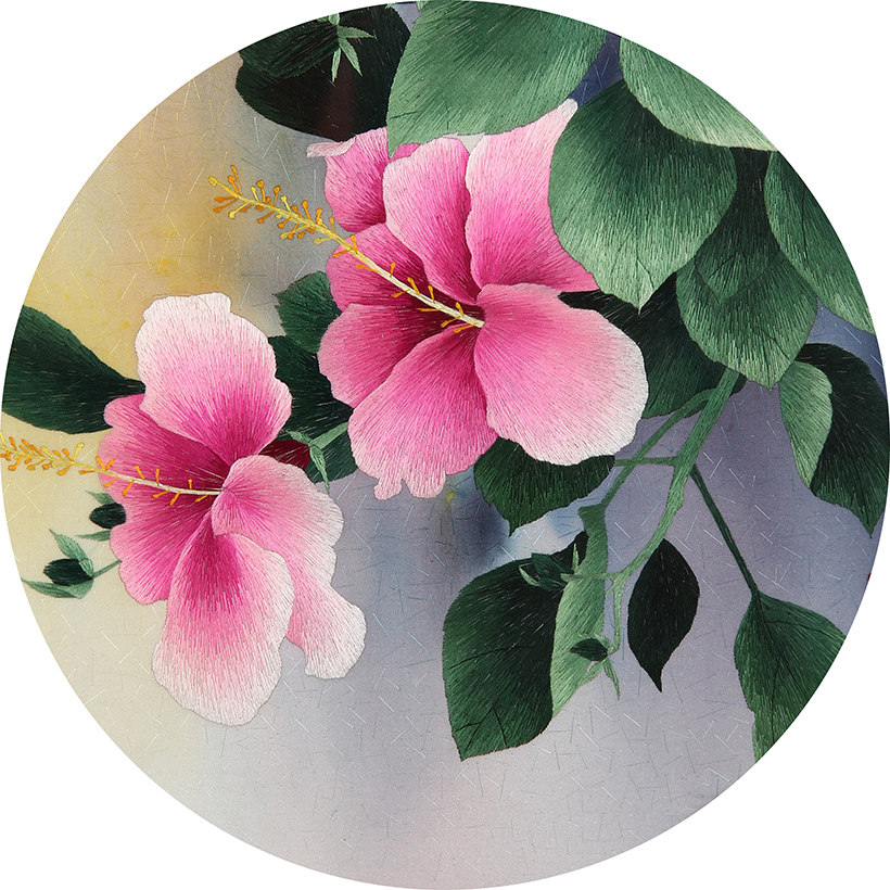 湘绣单面绣 海棠花 国家非遗 手工刺绣精品壁挂