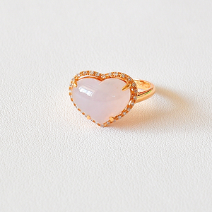 特价回馈,天然a货冰种翡翠心形戒指13号镶嵌指环鉴定-214578