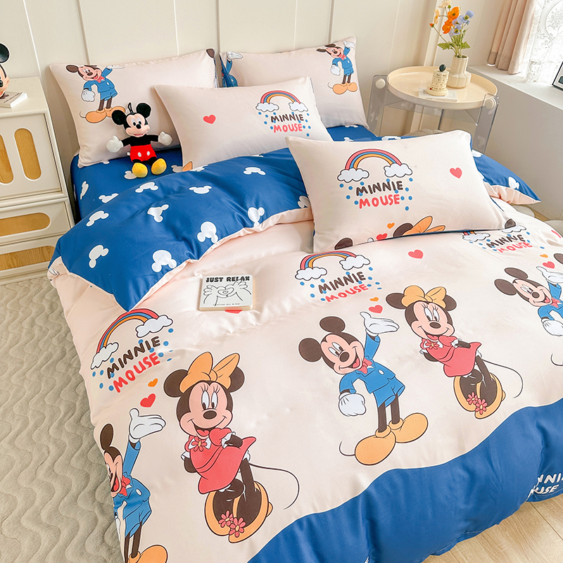 迪士尼床上四件套儿童卡通床品宿舍三件套男儿被套床单非纯棉全棉