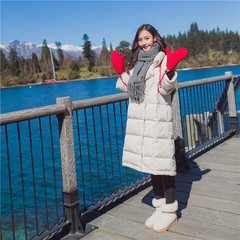 2016冬季新款韩国东大门七分喇叭袖长款羽绒棉棉衣外套女