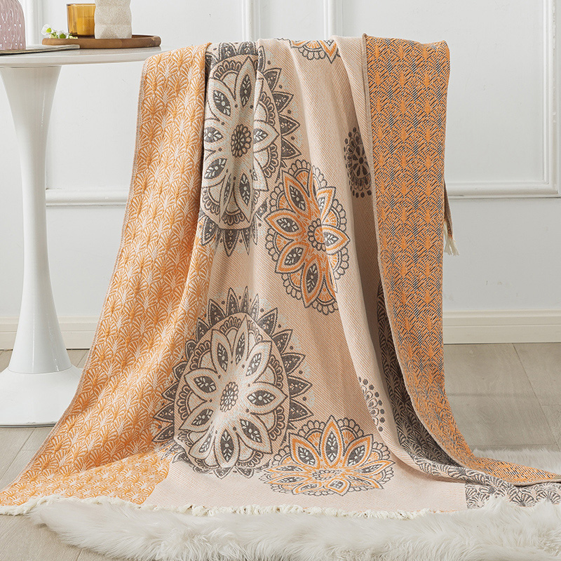 四层纯棉纱布休闲盖毯可铺盖沙发巾流