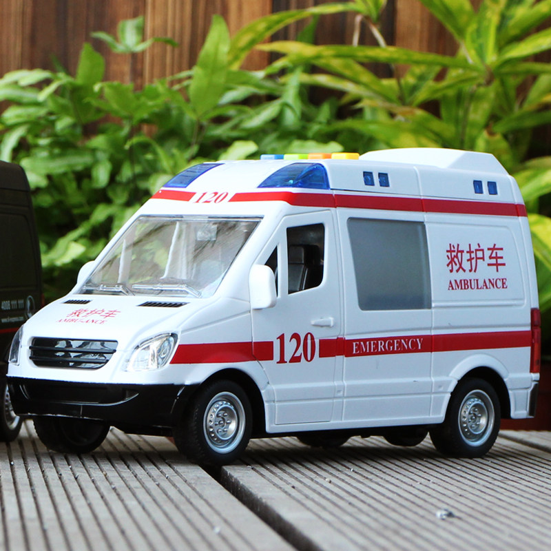 仿真儿童惯性玩具救护车120小汽车模型警车男孩耐摔开门回力