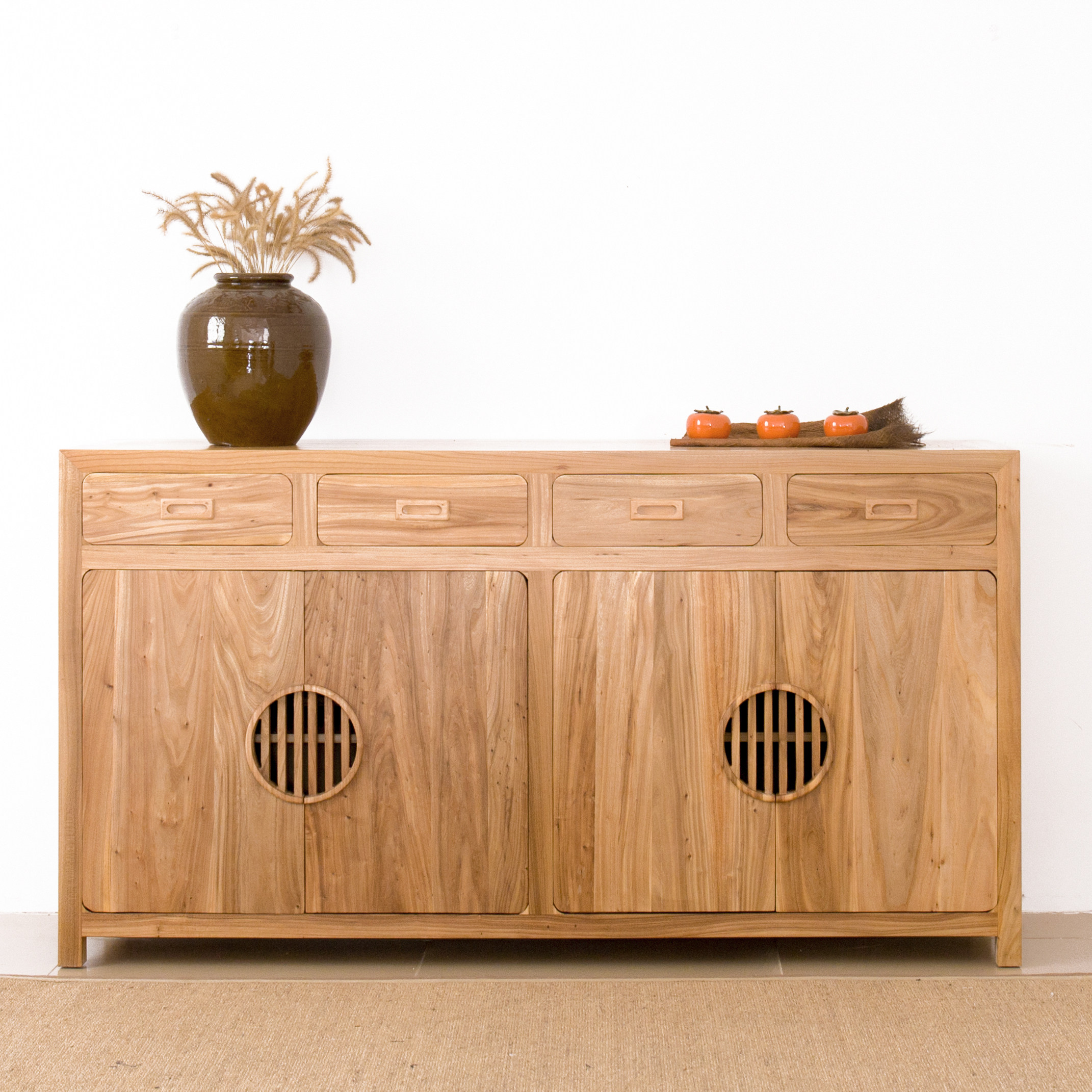 新中式玄关柜老榆木门厅柜装饰柜简约现代餐边柜民宿茶室会所家具