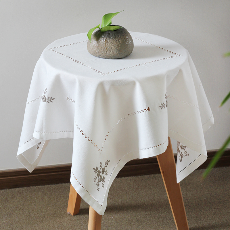日式小盖巾圆形茶几盖布长方形餐桌布艺白色纯棉正方形ins小清新