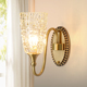 美式客厅壁灯卧室轻奢床头灯全铜欧式主卧法式新款水晶高级墙壁灯