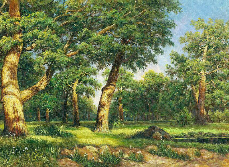 临摹 希普金《橡树》布面油画 墨嘉文化