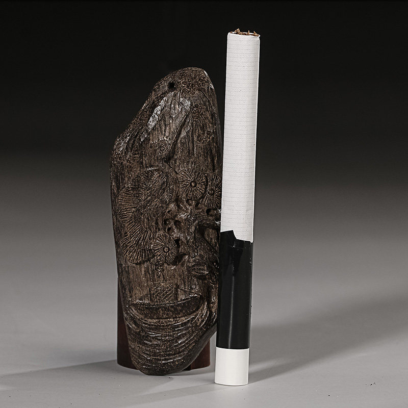 木之森沉香雕件佛件臻品专场  木之森【松鹤延年】文莱黑油老料沉沣