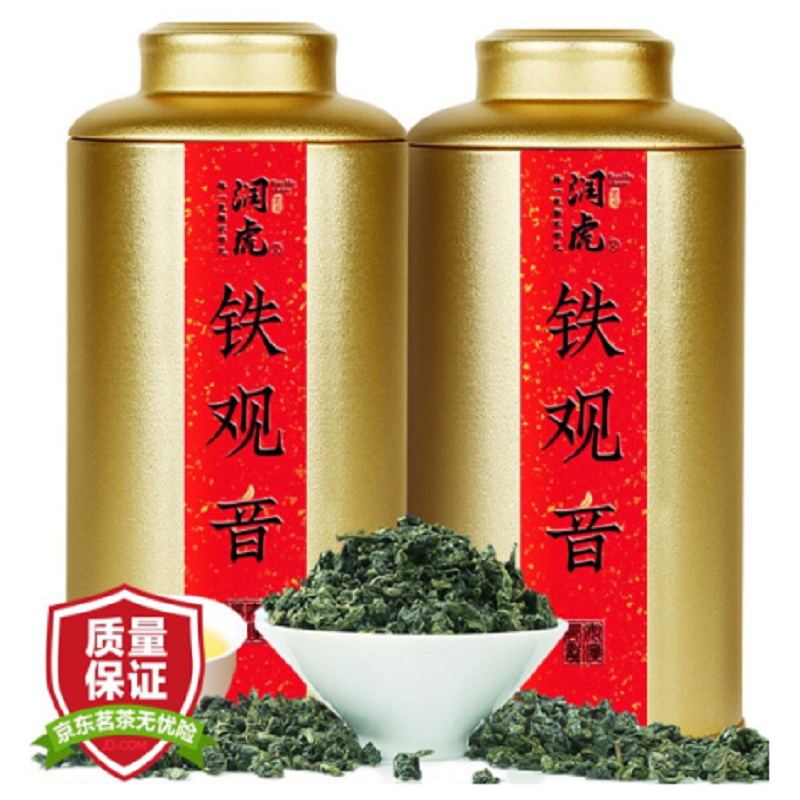 润虎茶叶 一级清香型铁观音504g(252g*2罐)正宗兰花香茶叶礼盒装