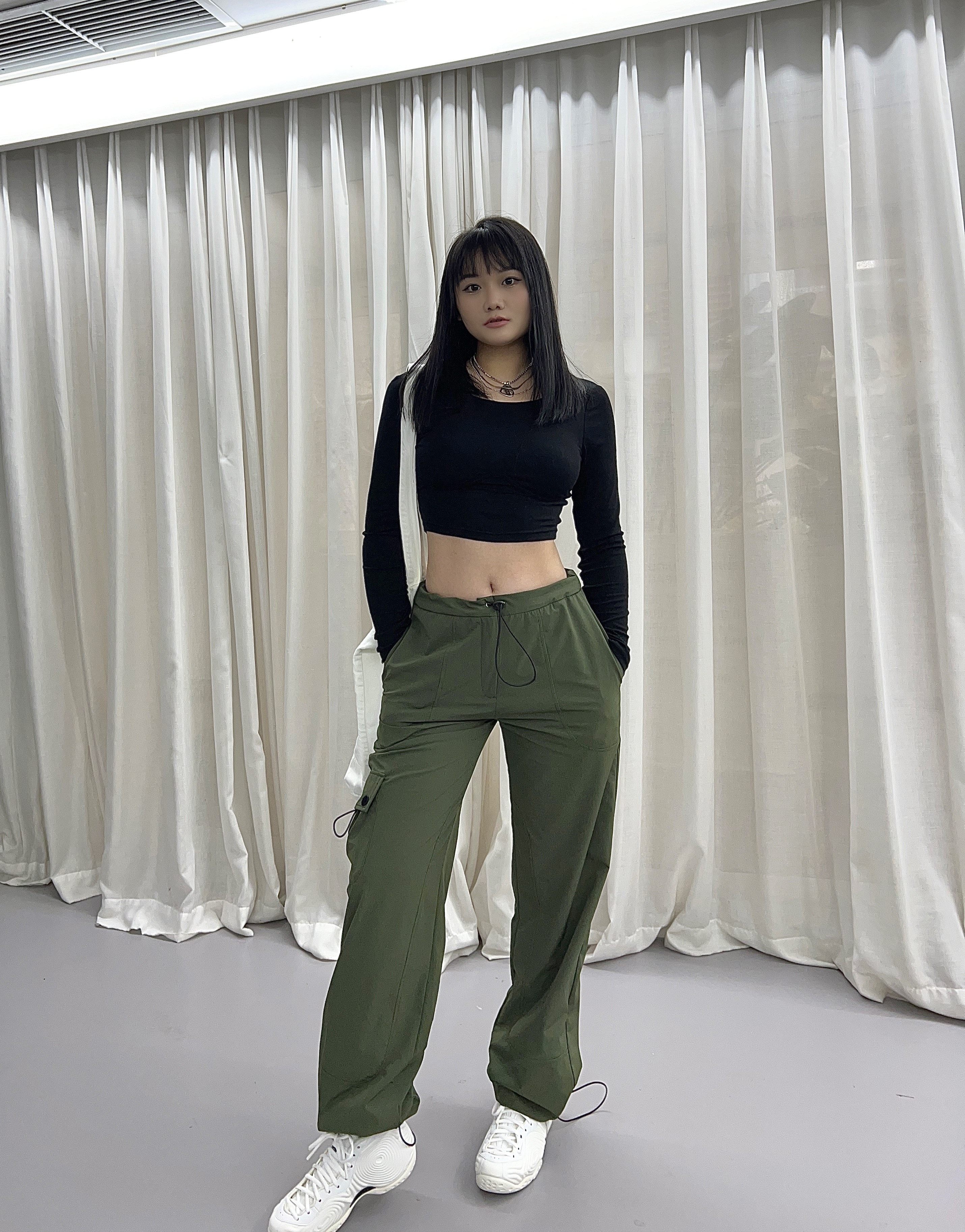 fot2022年新款outdoor真正户外复古bella款抽绳运动裤石坂绿双层