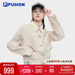 FILA FUSION斐乐潮牌梭织外套女2024夏新款时尚休闲短款工装上衣