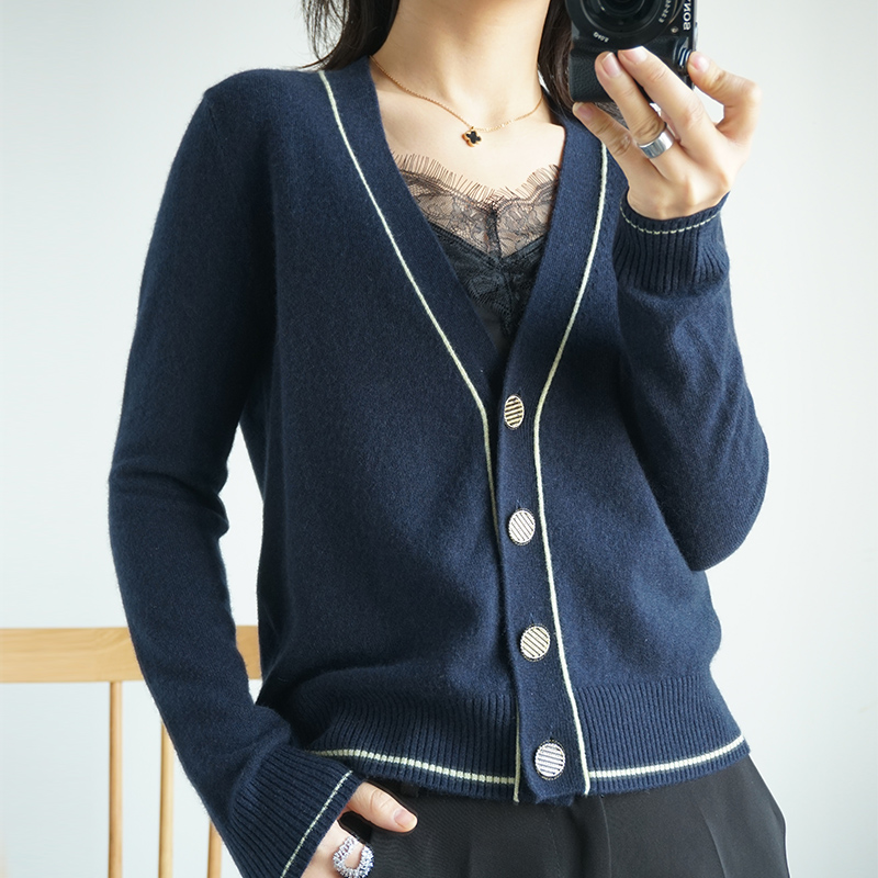 羊绒开衫女短款韩版小香风针织外套宽