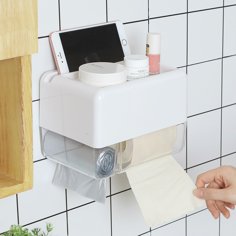 厕所纸巾盒创意免打孔浴室防水卷纸架洗手间卷纸筒卫生间卷纸盒