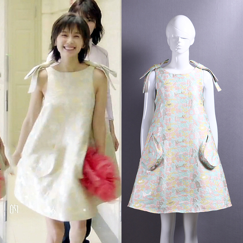 热销王子文同款衣服_欢乐颂2王子文同款衣服曲筱绡2018无袖蓬蓬连衣裙