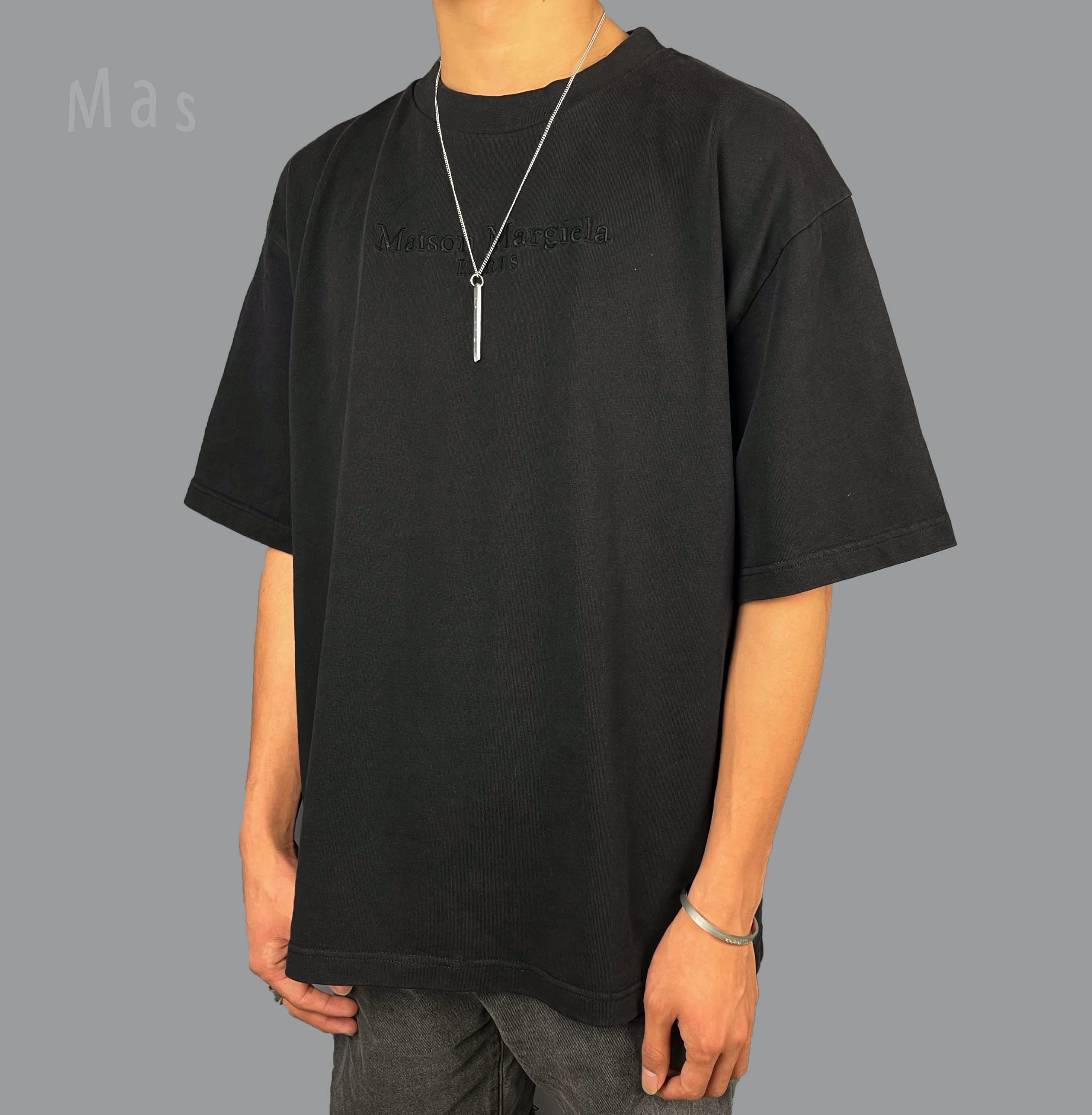 mas独家margiela风格21ss黑色字母盲文logo刺绣t恤 宽松简约短袖