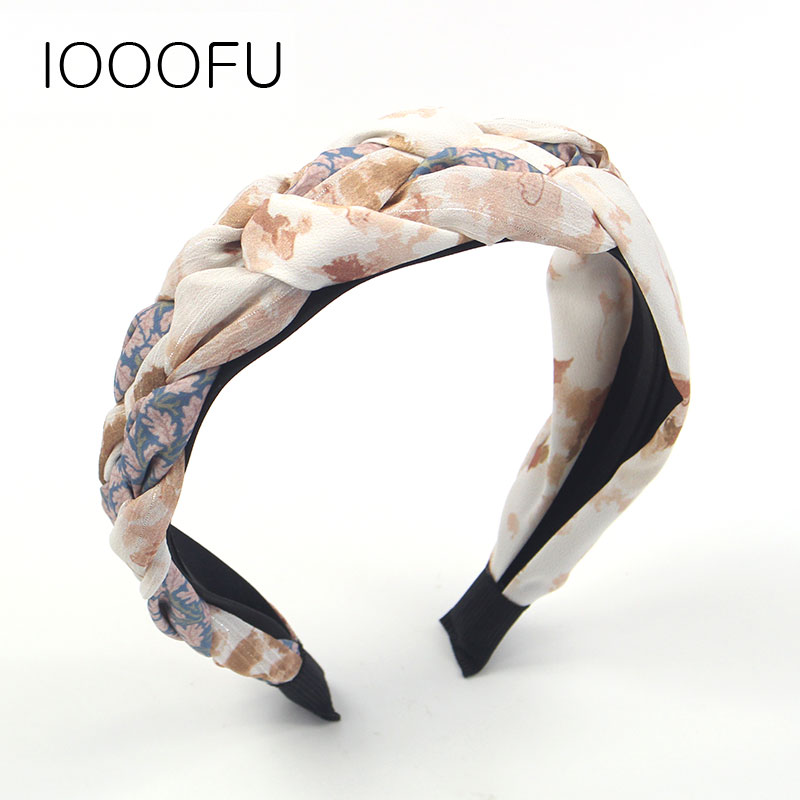 东大门新款超宽边打结发箍女复古绣花交叉头箍宽边高级感气质发饰