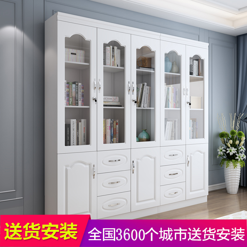 简约现代书柜书架白色带门玻璃门带锁置物架自由组合储物柜文件柜|msdalam kategori perabot kediaman, kabinet, rak buku, rak buku Single - dari Buy2taobao.com untuk memberikan perkhidmatan ejen Taobao profesional membeli