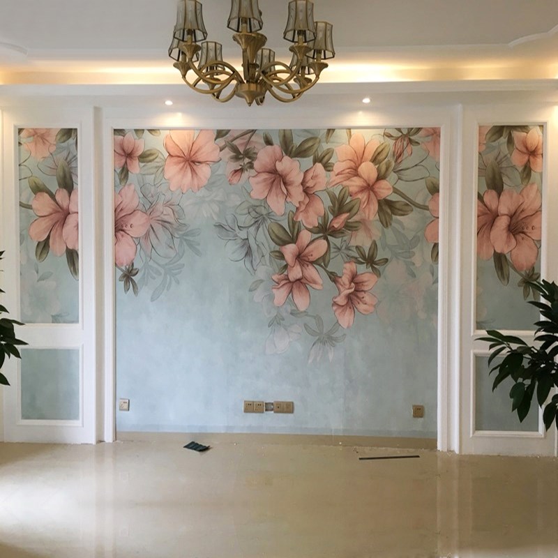 客厅 田园_北欧田园花创意艺术卧室墙纸客厅壁纸 电视背景墙壁画影视