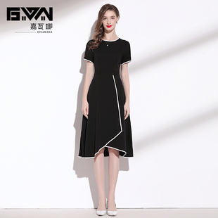 夏款女装2024年新款设计感裙子气质名媛款显瘦黑色连衣裙高级感