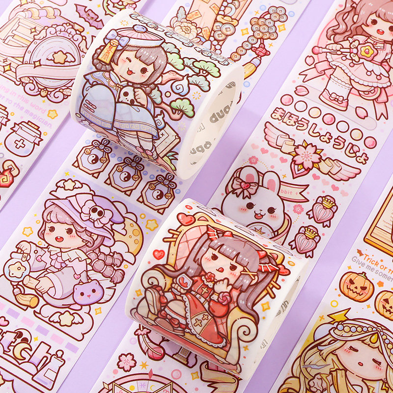 小麻薯贴纸全套手帐胶带网红咕卡贴纸新品魔幻世界奶盖小镇女孩换装