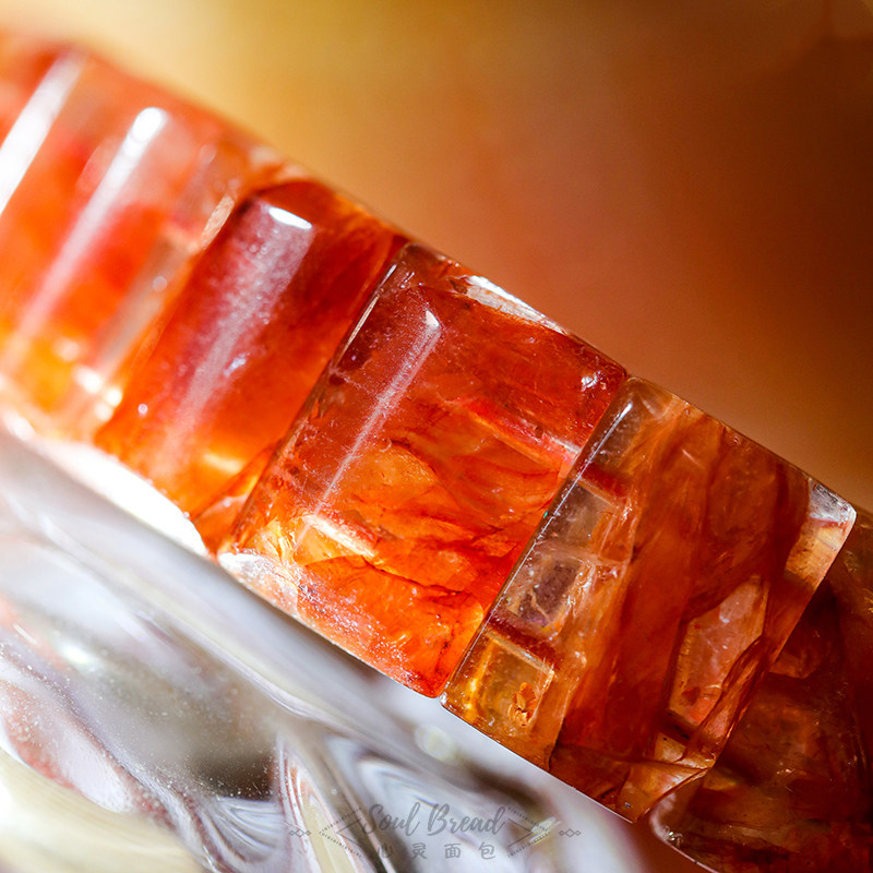 心灵面包鸩羽幽灵水晶手链凤凰红黄胶花水晶手串新年转运招财