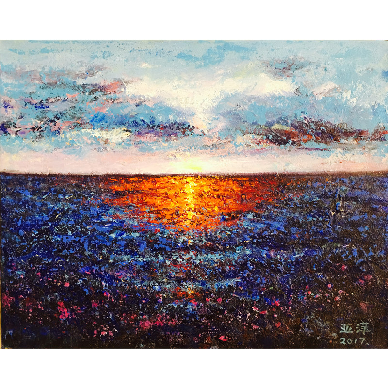 亚萍《沧海先迎日》布面油画