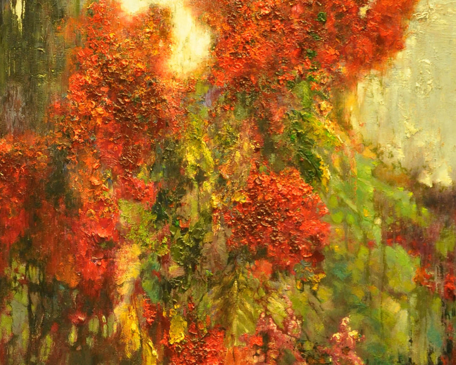 张林《鸡冠花》原创布面油画