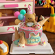 网红卡通黄油小熊蛋糕装饰蛋筒冰淇淋彩色气球儿童生日甜品台插件