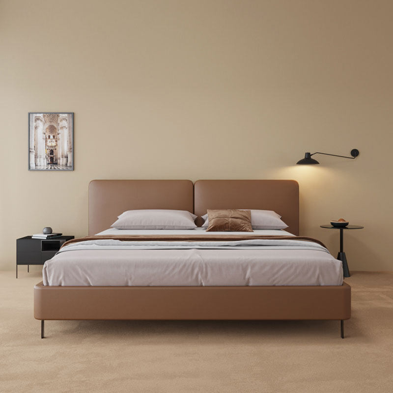 现代简约真皮床北欧轻奢皮艺床主卧18m小户型ins网红储物床定制