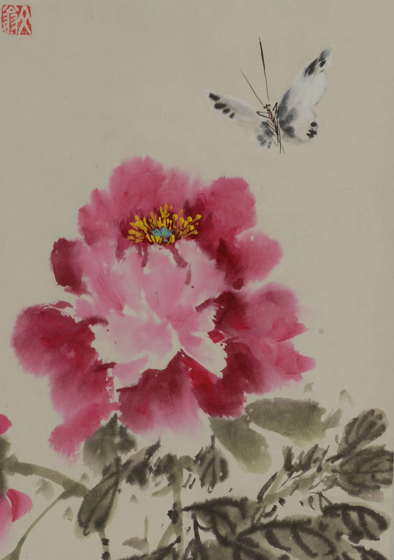 近代上海著名书画家 张中原作品 牡丹展艳 1350