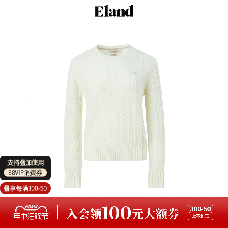 Eland衣恋圆领毛衣女含羊绒羊毛