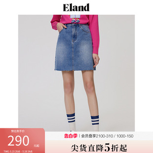 Eland衣恋半身裙修身短款A字高腰牛仔裙包臀裙学院风春