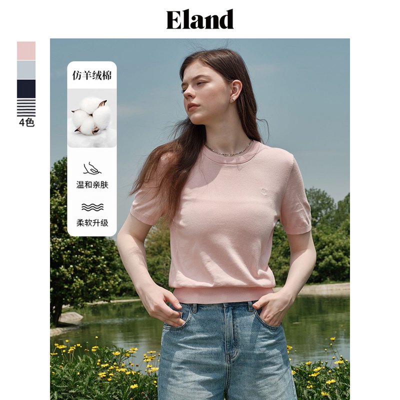 Eland衣恋短袖针织衫女100%