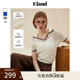 【莱赛尔＋亚麻】Eland衣恋针织T恤女H型v领镂空短袖夏