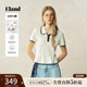 【100%棉】Eland衣恋针织T恤女微镂空下摆波浪短袖2025夏季新款