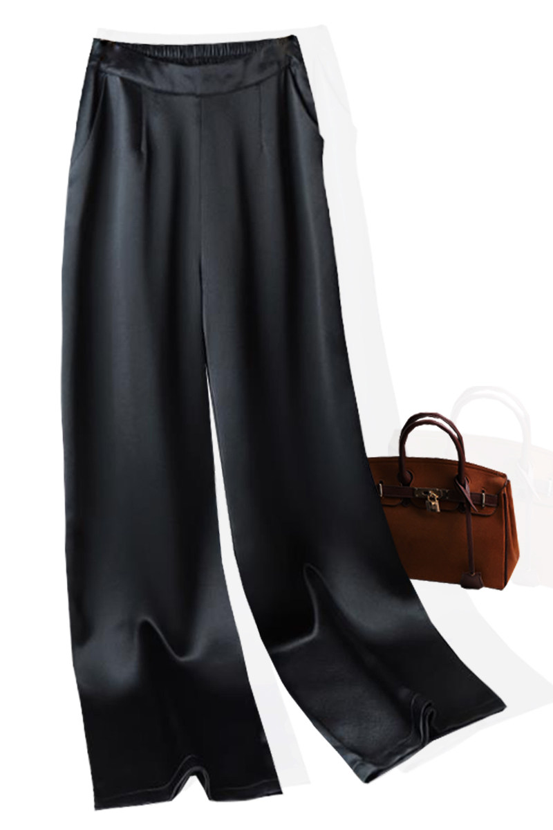 绸缎阔腿裤