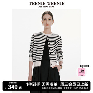 TeenieWeenie小熊女装夏季短款圆领针织衫长袖空调衫毛衣开衫罩衫