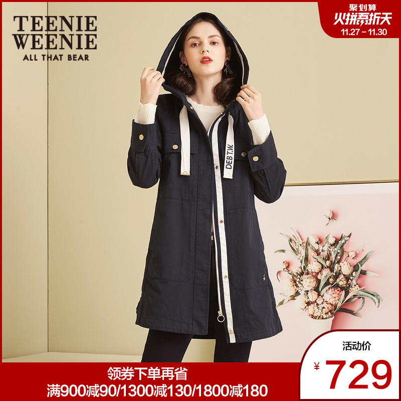 TeenieWeenie小熊女装韩版休闲中长款工装外套女宽松bf