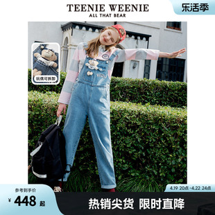 TeenieWeenie小熊春装学院风可爱牛仔背带裤连体裤女