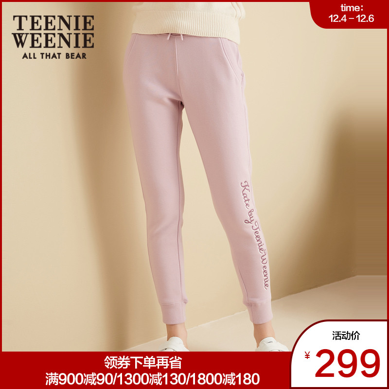 TeenieWeenie小熊商场同款女装字母休闲裤小脚裤显瘦紧身裤子