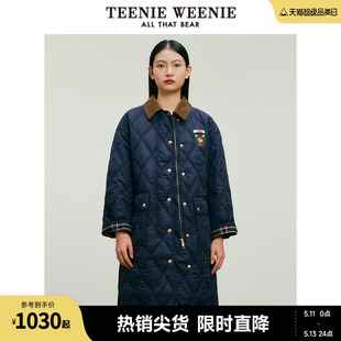 TeenieWeenie小熊冬季轻薄棉服美式复古时髦外套棉衣棉袄中长款女