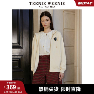 TeenieWeenie小熊春装运动学院风宽松连帽卫衣开衫外套女