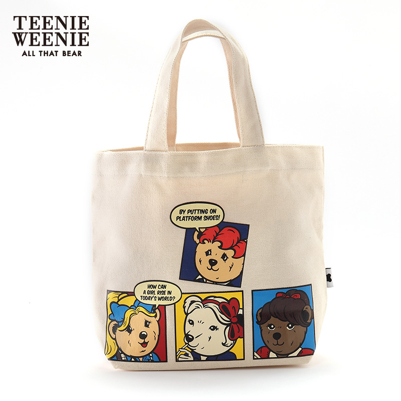 TeenieWeenie小熊2019女新款单肩包卡通动漫帆布购物袋TTEB99703O