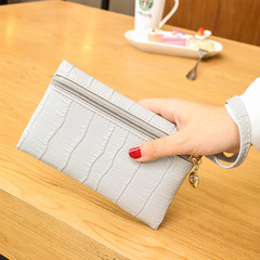 新款日韩女用零钱包手机包时尚手拿包鳄鱼纹优雅大气女中长款钱包