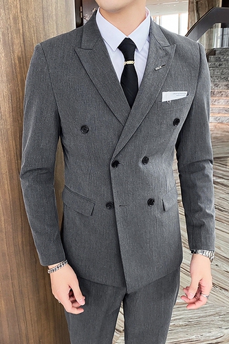 帅气时尚双排扣西装男套装修身西服三件套1012-sjt832-p260