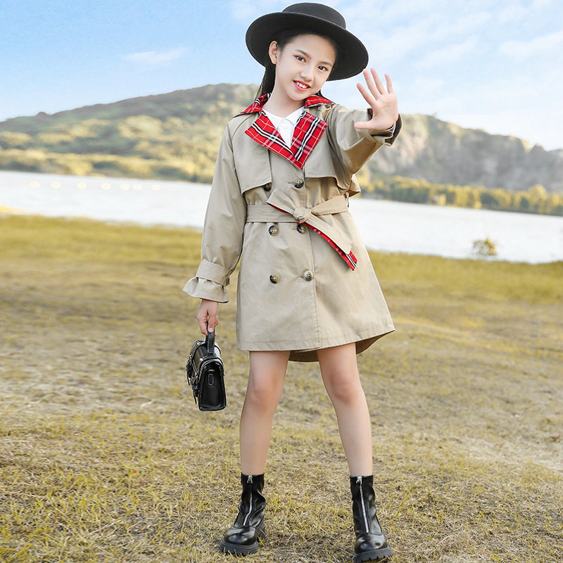 女童风衣外套春秋2022新款洋气秋装儿童长款秋季女孩大童童装英伦