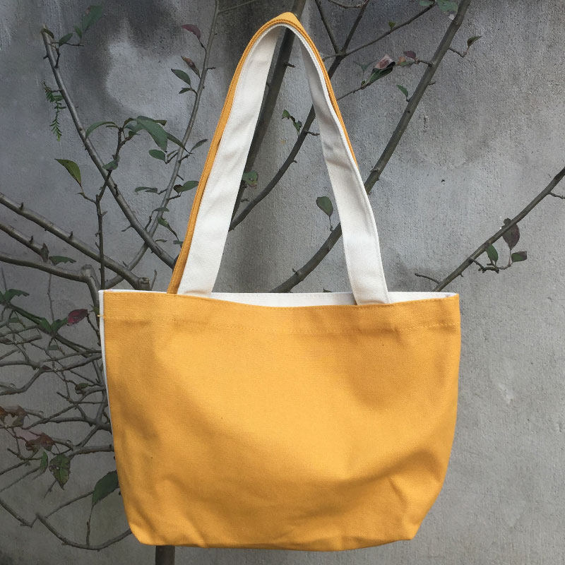 帆布袋韩版ins拼色学生布袋慵懒风手提袋大容量简约气质单肩包