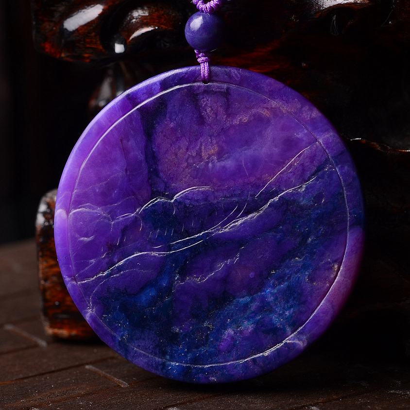 顶级南非老矿 舒俱来凤舞九天圆牌 透体 配皇家紫圆珠及14k金珠